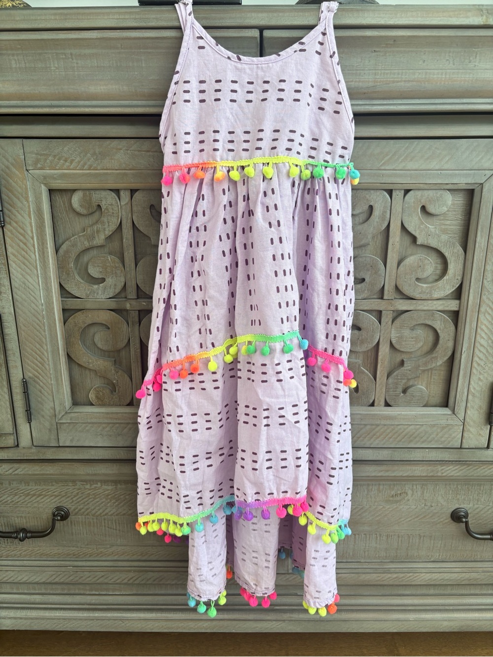 Lola + The Boys St. Barths Pom Pom High Low Dress Lavender (Sz 6) - Picture 5 of 7